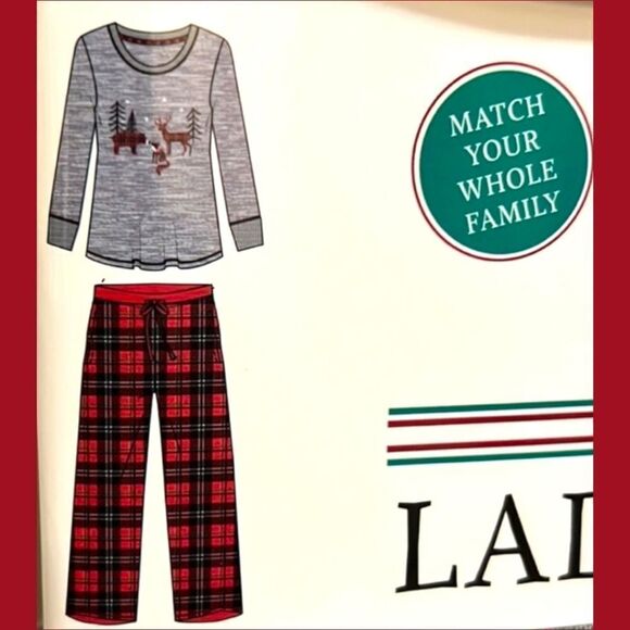 New MERRY LANE Plus Size Christmas Scene 2 Piece PJ Set - Picture 3 of 6